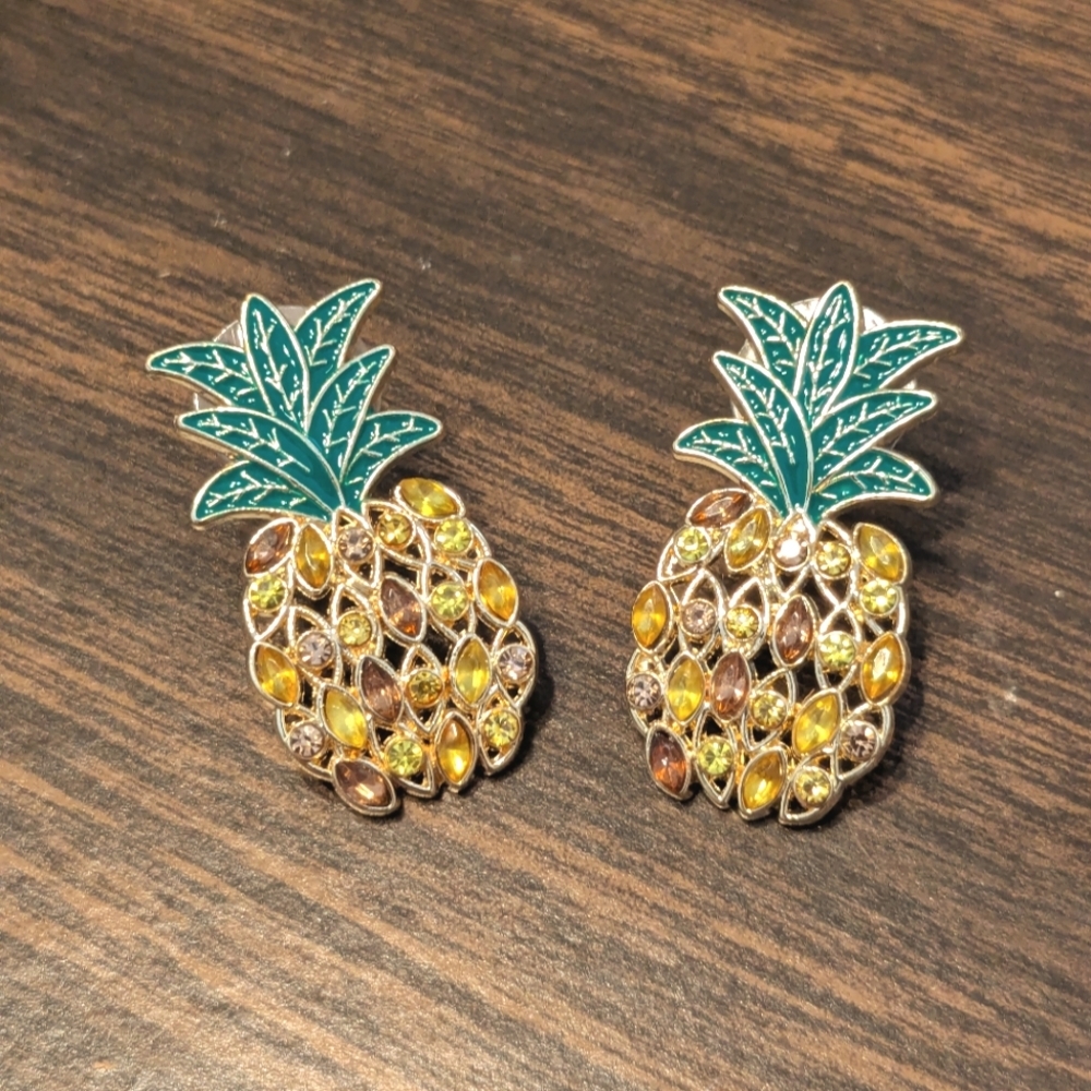 Baublebar Pineapple Earrings with Green and Yellow Accents